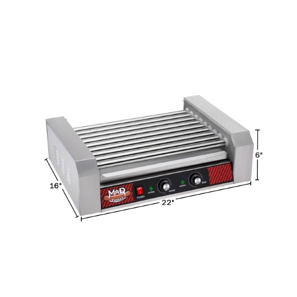 Great Northern Popcorn 24 Hot Dog Roller Machine, 9 Rollers, Sausage Grill, Electric Countertop, Drip Tray, Dual Zones 223242HZJ - main